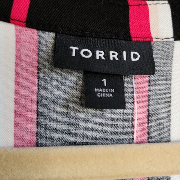 Torrid Black Striped Belted Midi Dress, Sz 1x - Picture 9 of 13